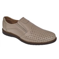 Pantofi barbati Sport de vara cu perforatii - Piele Naturala Bej GKR507BEJ